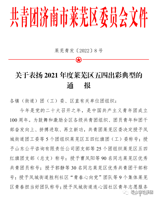 泰山钢铁集团一批团组织、团员青工得到上级表扬！